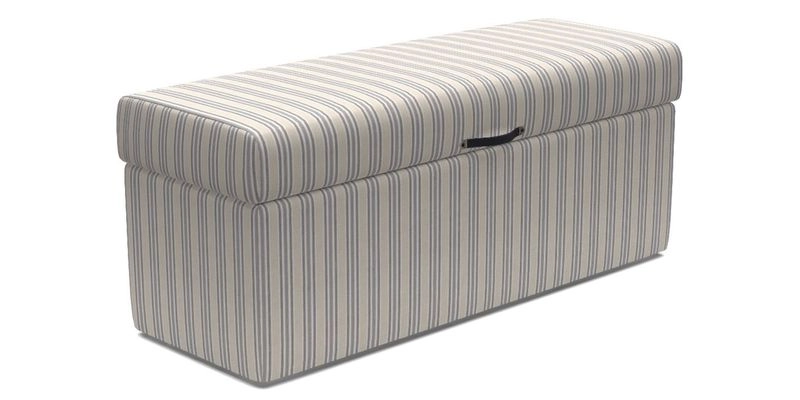 Birdham medium blanket box in Spill Resistant Gertrude Jekyll Ornamental Duck Egg and Alwinton 3 seater sofa in Spill Resistant Sussex Stripe Mocha