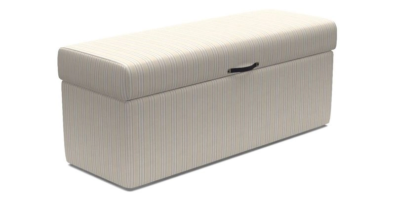 Birdham medium blanket box in Spill Resistant Gertrude Jekyll Ornamental Duck Egg and Alwinton 3 seater sofa in Spill Resistant Sussex Stripe Mocha
