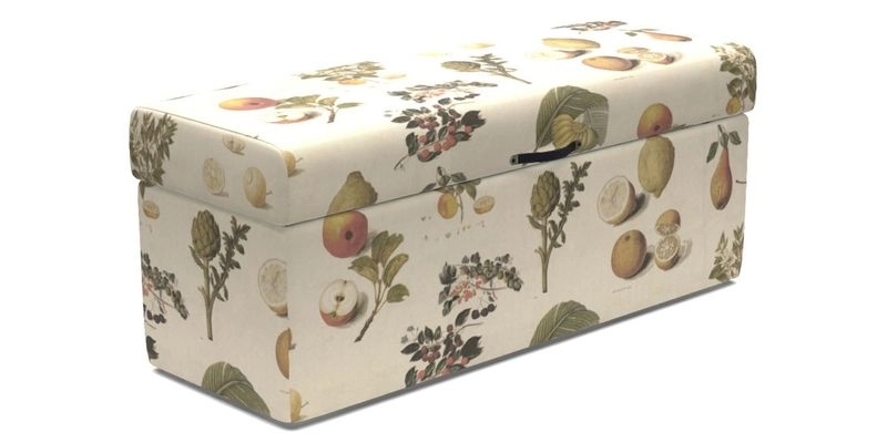 Birdham Large Blanket Box in V&A Threads of India on Linen Regal Poppy Buttermilk