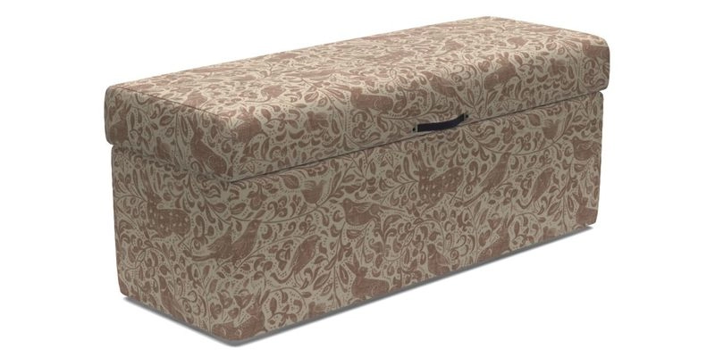 Birdham Large Blanket Box in V&A Threads of India on Linen Regal Poppy Buttermilk
