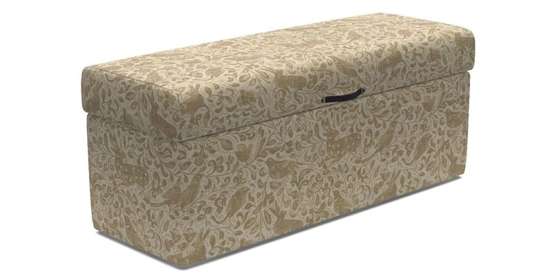 Birdham Large Blanket Box in V&A Threads of India on Linen Regal Poppy Buttermilk