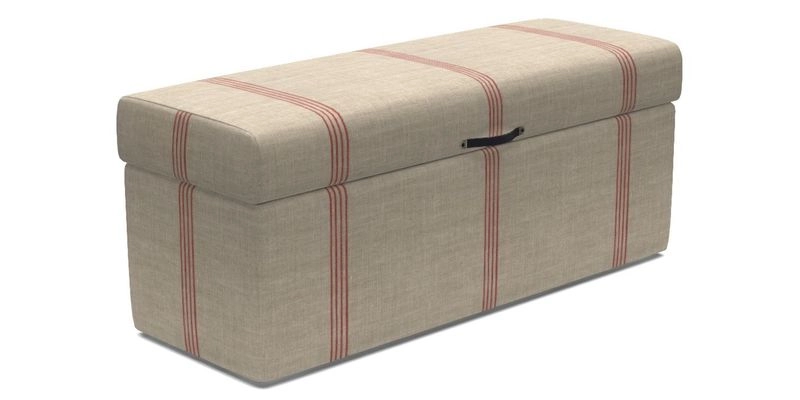 Birdham Large Blanket Box in V&A Threads of India on Linen Regal Poppy Buttermilk