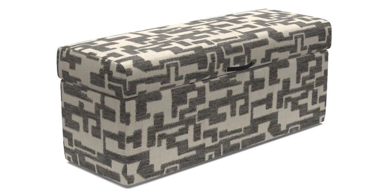 Birdham Large Blanket Box in V&A Threads of India on Linen Regal Poppy Buttermilk