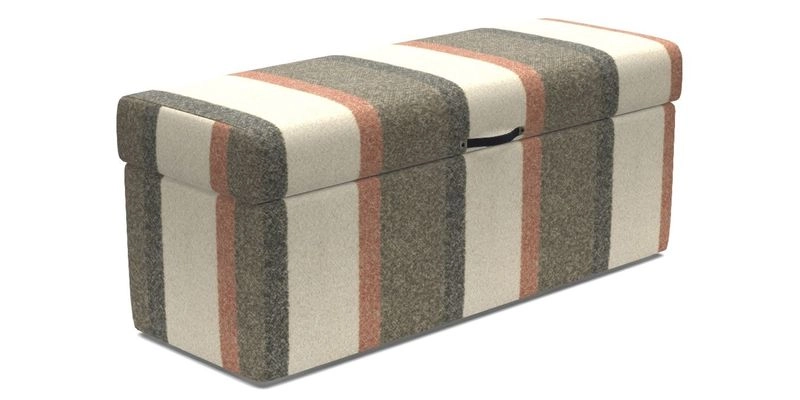 Birdham Large Blanket Box in V&A Threads of India on Linen Regal Poppy Buttermilk