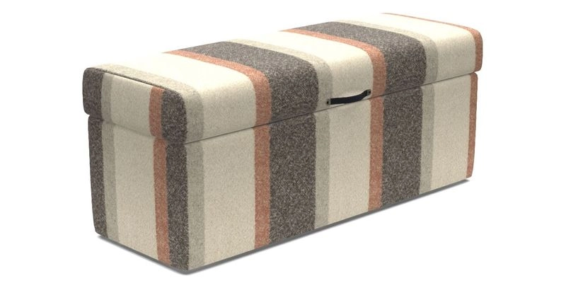 Birdham Large Blanket Box in V&A Threads of India on Linen Regal Poppy Buttermilk