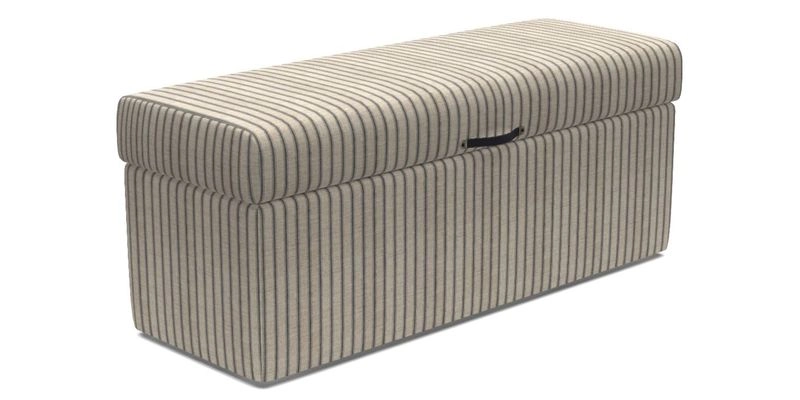 Birdham medium blanket box in Spill Resistant Gertrude Jekyll Ornamental Duck Egg and Alwinton 3 seater sofa in Spill Resistant Sussex Stripe Mocha