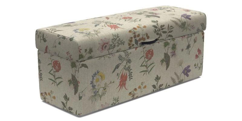 Birdham medium blanket box in Spill Resistant Gertrude Jekyll Ornamental Duck Egg and Alwinton 3 seater sofa in Spill Resistant Sussex Stripe Mocha
