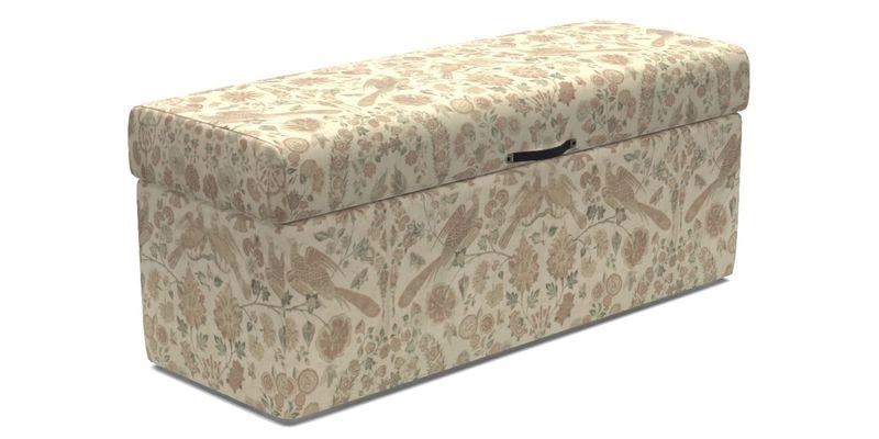 Birdham Large Blanket Box in V&A Threads of India on Linen Regal Poppy Buttermilk