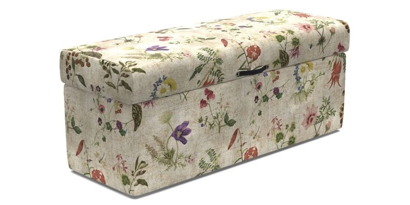 Birdham Large Blanket Box in V&A Threads of India on Linen Regal Poppy Buttermilk