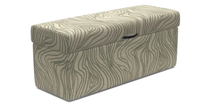 Birdham medium blanket box in Spill Resistant Gertrude Jekyll Ornamental Duck Egg and Alwinton 3 seater sofa in Spill Resistant Sussex Stripe Mocha