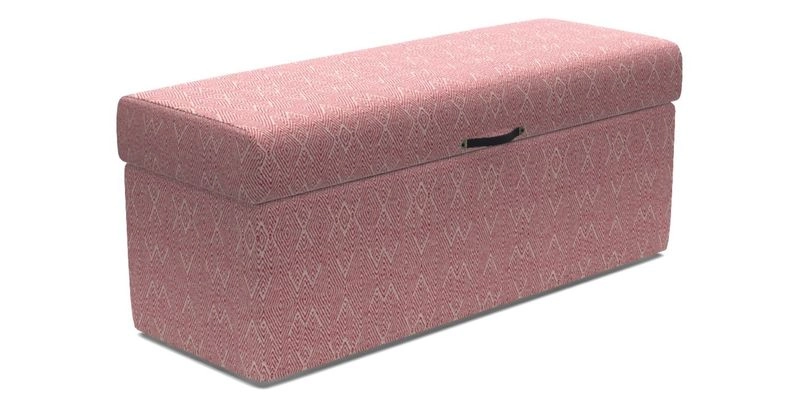 Birdham Large Blanket Box in V&A Threads of India on Linen Regal Poppy Buttermilk
