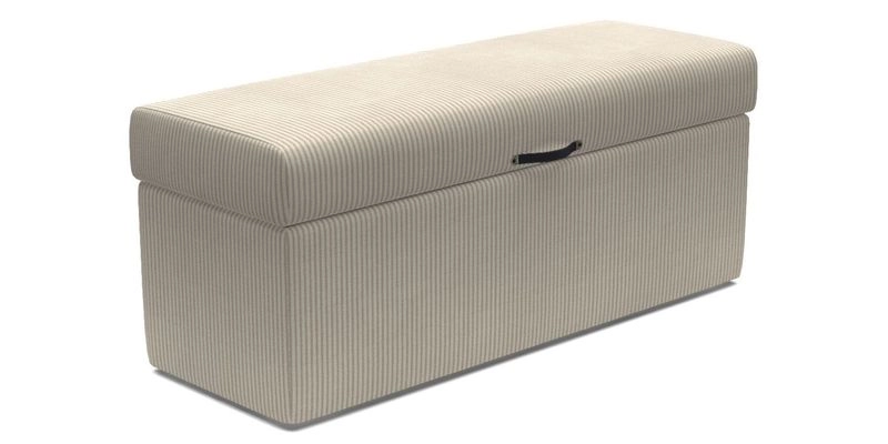 Birdham medium blanket box in Spill Resistant Gertrude Jekyll Ornamental Duck Egg and Alwinton 3 seater sofa in Spill Resistant Sussex Stripe Mocha