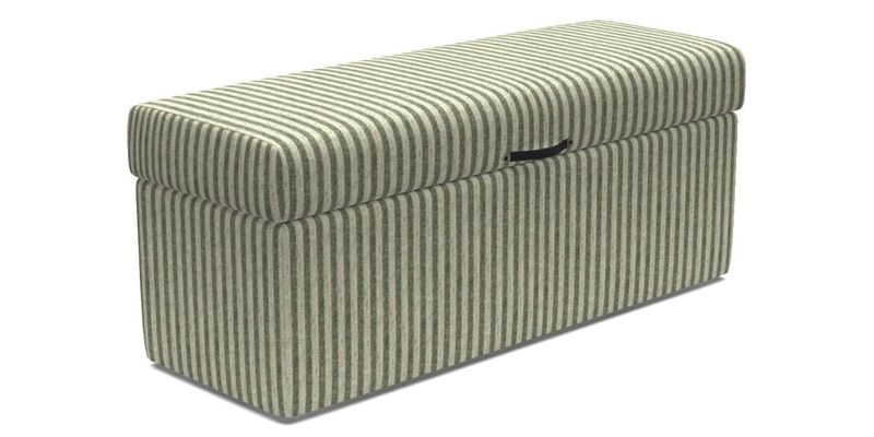 Birdham medium blanket box in Spill Resistant Gertrude Jekyll Ornamental Duck Egg and Alwinton 3 seater sofa in Spill Resistant Sussex Stripe Mocha