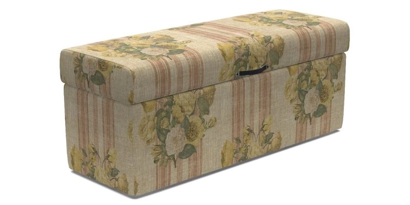 Birdham Large Blanket Box in V&A Threads of India on Linen Regal Poppy Buttermilk