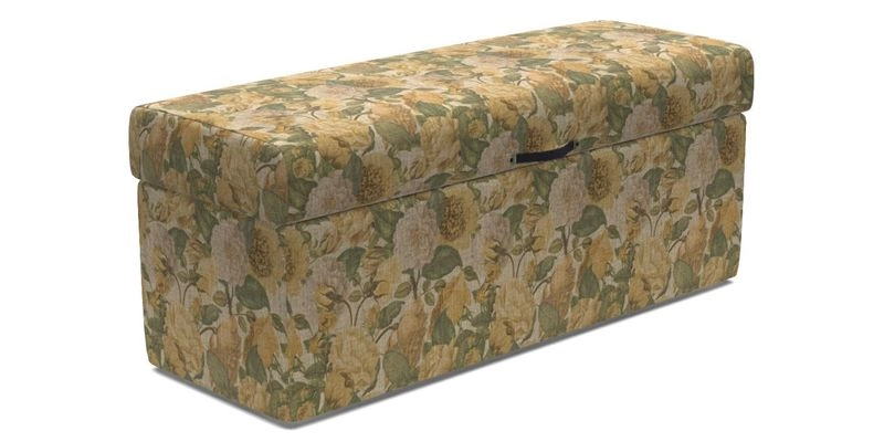 Birdham Large Blanket Box in V&A Threads of India on Linen Regal Poppy Buttermilk