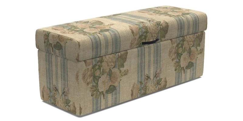 Birdham Large Blanket Box in V&A Threads of India on Linen Regal Poppy Buttermilk