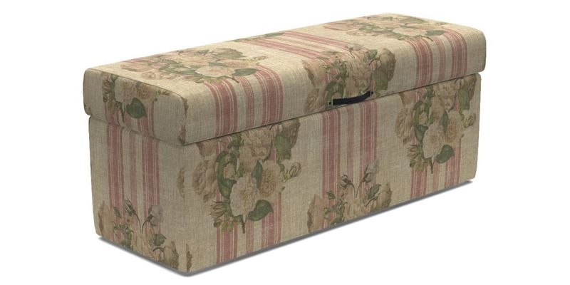 Birdham Large Blanket Box in V&A Threads of India on Linen Regal Poppy Buttermilk