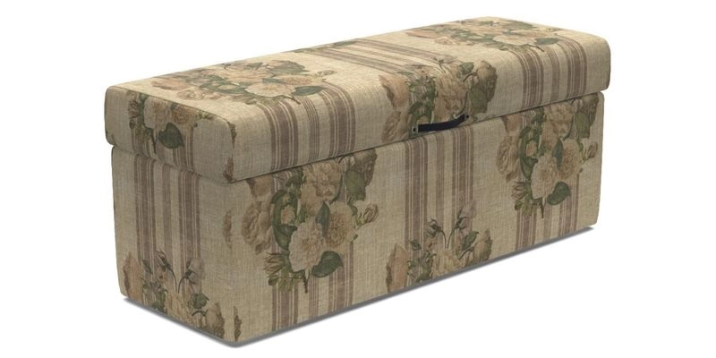 Birdham Large Blanket Box in V&A Threads of India on Linen Regal Poppy Buttermilk