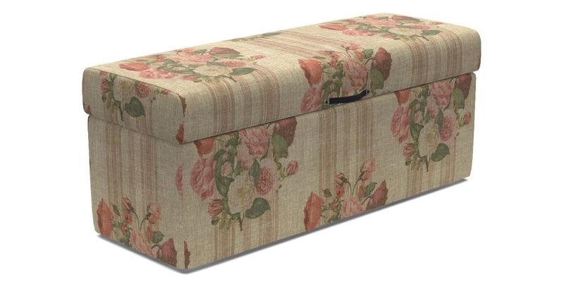 Birdham Large Blanket Box in V&A Threads of India on Linen Regal Poppy Buttermilk