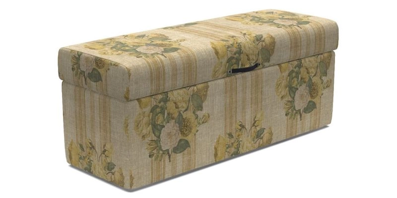 Birdham Large Blanket Box in V&A Threads of India on Linen Regal Poppy Buttermilk