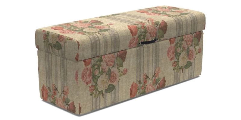 Birdham Large Blanket Box in V&A Threads of India on Linen Regal Poppy Buttermilk