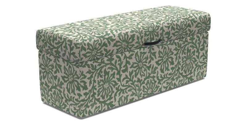 Birdham Large Blanket Box in V&A Threads of India on Linen Regal Poppy Buttermilk