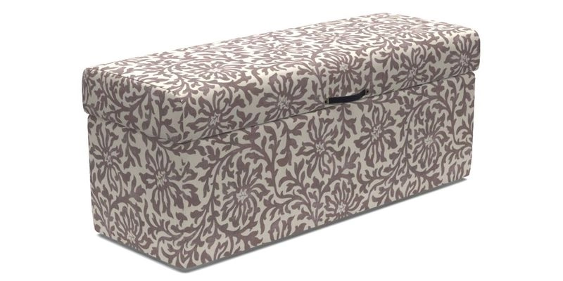 Birdham Large Blanket Box in V&A Threads of India on Linen Regal Poppy Buttermilk