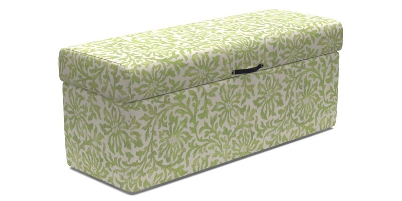 Birdham Large Blanket Box in V&A Threads of India on Linen Regal Poppy Buttermilk
