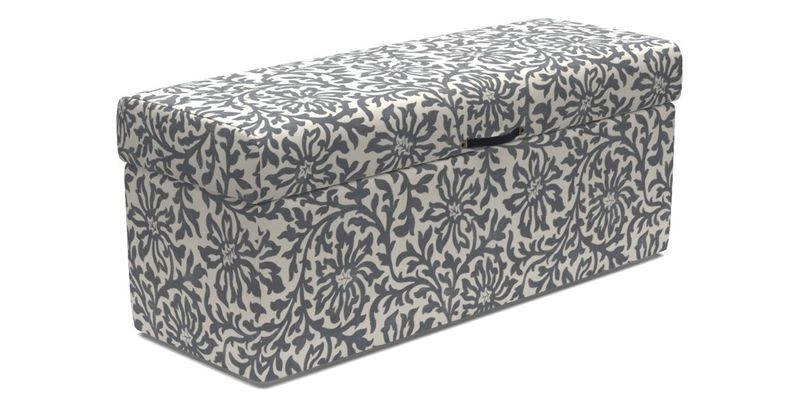 Birdham Large Blanket Box in V&A Threads of India on Linen Regal Poppy Buttermilk