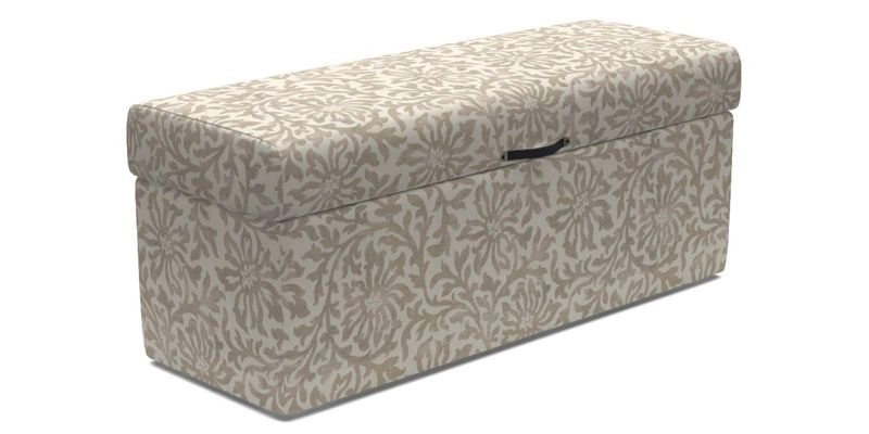 Birdham Large Blanket Box in V&A Threads of India on Linen Regal Poppy Buttermilk