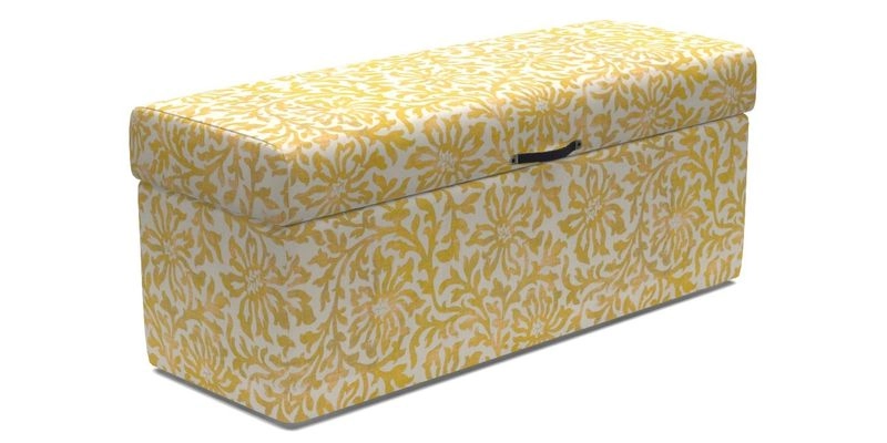 Birdham Large Blanket Box in V&A Threads of India on Linen Regal Poppy Buttermilk