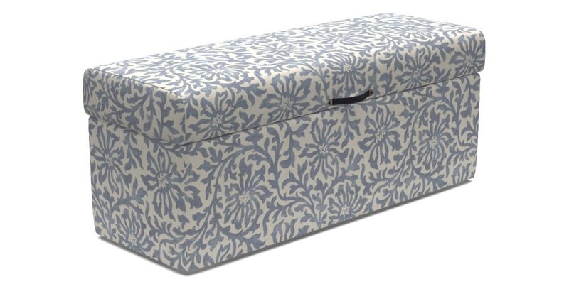 Birdham Large Blanket Box in V&A Threads of India on Linen Regal Poppy Buttermilk