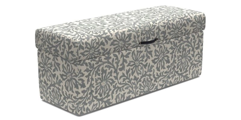 Birdham Large Blanket Box in V&A Threads of India on Linen Regal Poppy Buttermilk