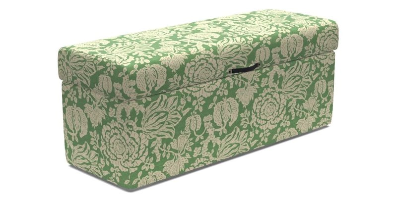 Birdham Large Blanket Box in V&A Threads of India on Linen Regal Poppy Buttermilk