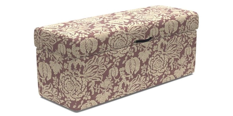 Birdham Large Blanket Box in V&A Threads of India on Linen Regal Poppy Buttermilk