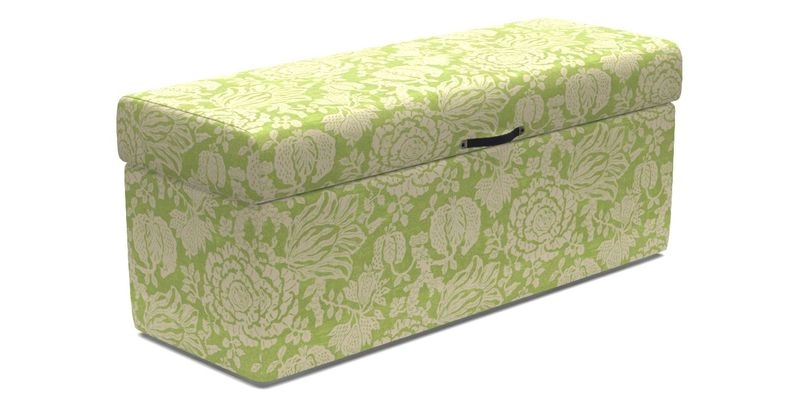 Birdham Large Blanket Box in V&A Threads of India on Linen Regal Poppy Buttermilk