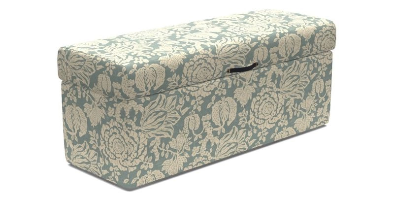 Birdham Large Blanket Box in V&A Threads of India on Linen Regal Poppy Buttermilk