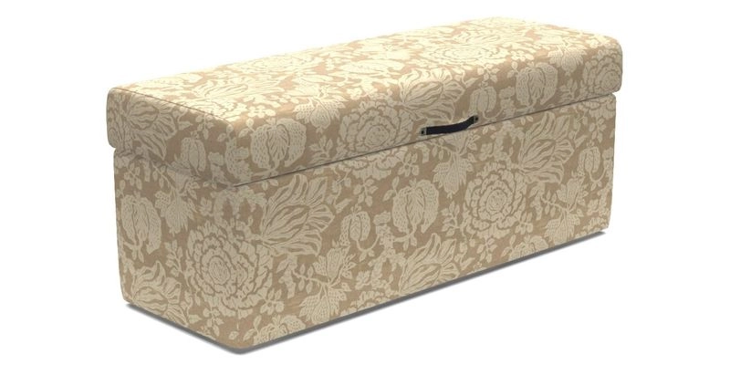 Birdham Large Blanket Box in V&A Threads of India on Linen Regal Poppy Buttermilk