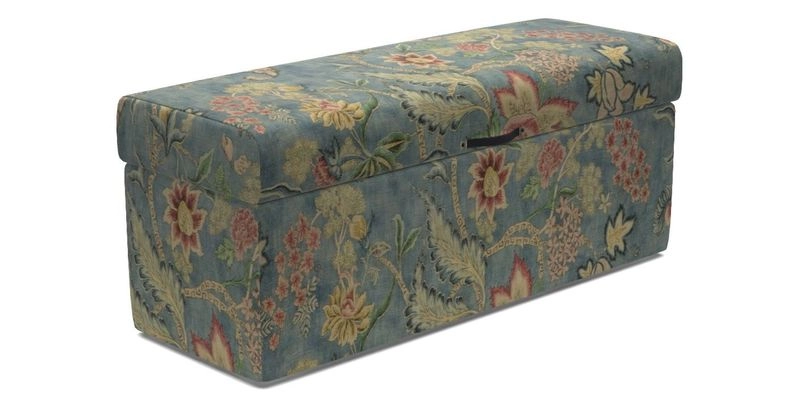 Birdham Large Blanket Box in V&A Threads of India on Linen Regal Poppy Buttermilk