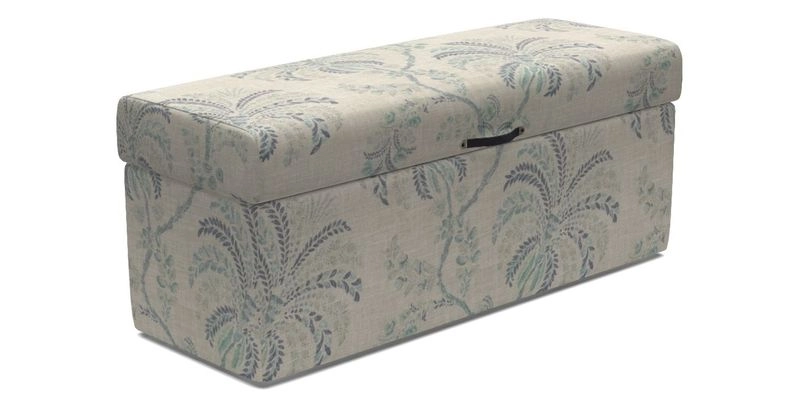 Birdham Large Blanket Box in V&A Threads of India on Linen Regal Poppy Buttermilk