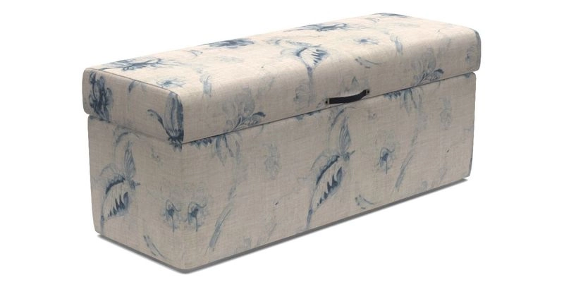 Birdham Large Blanket Box in V&A Threads of India on Linen Regal Poppy Buttermilk