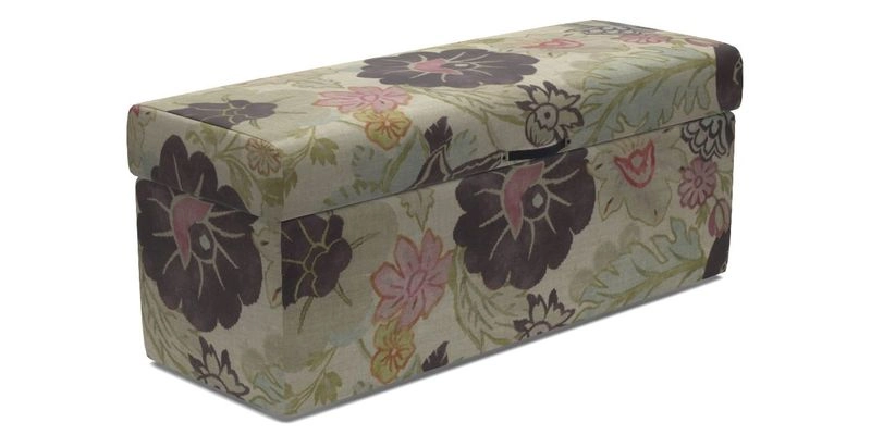 Birdham Large Blanket Box in V&A Threads of India on Linen Regal Poppy Buttermilk