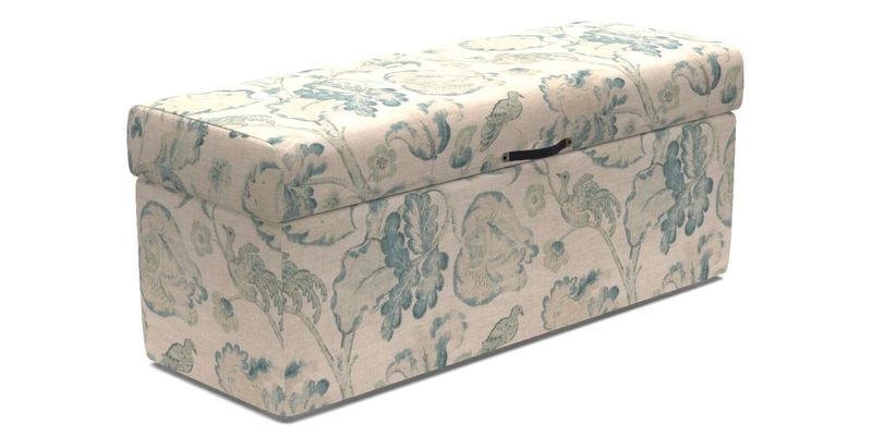 Birdham Large Blanket Box in V&A Threads of India on Linen Regal Poppy Buttermilk