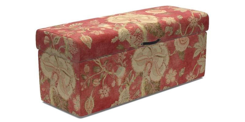 Birdham Large Blanket Box in V&A Threads of India on Linen Regal Poppy Buttermilk