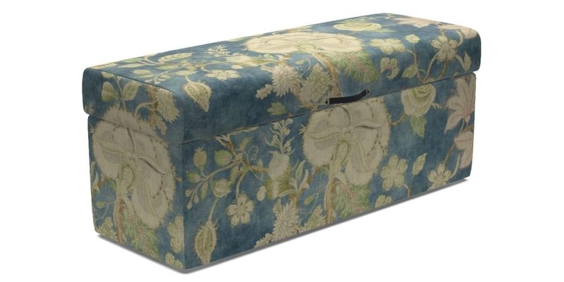 Birdham Large Blanket Box in V&A Threads of India on Linen Regal Poppy Buttermilk