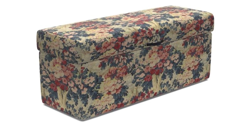 Birdham Large Blanket Box in V&A Threads of India on Linen Regal Poppy Buttermilk