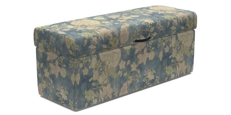Birdham Large Blanket Box in V&A Threads of India on Linen Regal Poppy Buttermilk