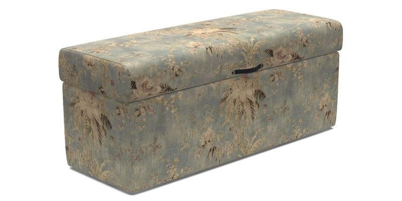 Birdham Large Blanket Box in V&A Threads of India on Linen Regal Poppy Buttermilk