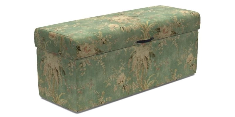 Birdham Large Blanket Box in V&A Threads of India on Linen Regal Poppy Buttermilk
