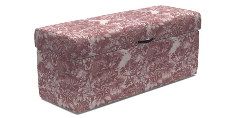 Birdham Large Blanket Box in V&A Threads of India on Linen Regal Poppy Buttermilk